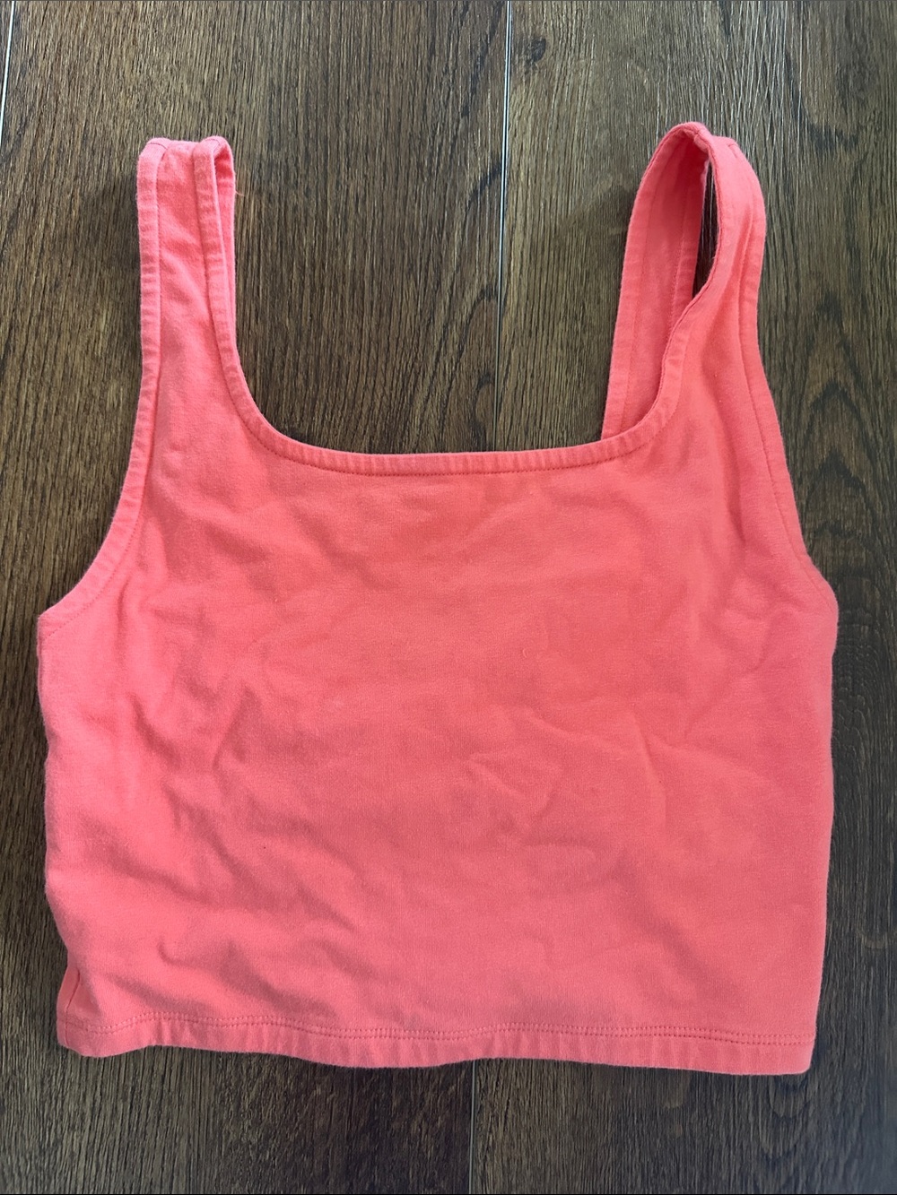 American Eagle Women's Coral Square-Neck Cropped Tank Top